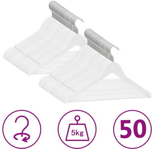 50 pcs of anti-slip white hardwood wardrobe hangers - Hanger - Main image