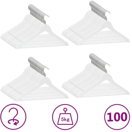 100 pcs of anti-slip white hardwood wardrobe hangers - Hanger - Main image