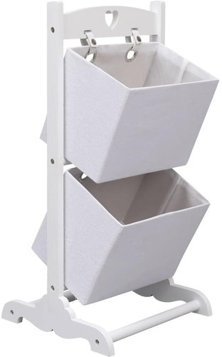 Shelf with 2 baskets white 35 × 35 × 72 cm wood - Shelving Unit - Main image