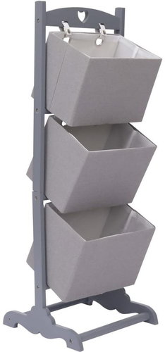 Regál se 3 košíky tmavě šedý 35 × 35 × 102 cm dřevo - Regál - Hlavný obrázok