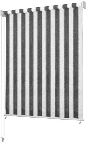 Outdoor roller blind 100x230 cm, anthracite white stripes - Roller Blind - Main image