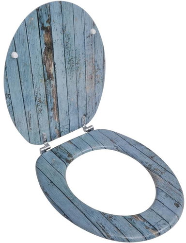 Toilet seat made of MDF with lid, printed with old wood motif - Toilet Seat - Main image
