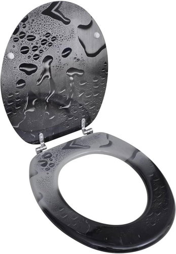 Toilet seat made of MDF with lid, printed with water drops motif - Toilet Seat - Main image