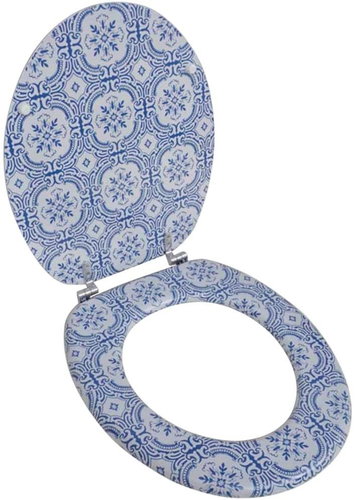 WC seat made of MDF with lid, printed with porcelain motif - Toilet Seat - Main image
