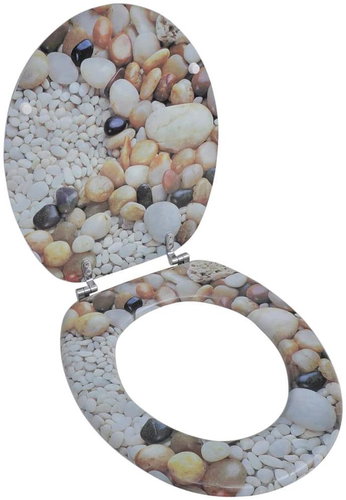 Toilet seat made of MDF with lid, printed with pebble motif - Toilet Seat - Main image