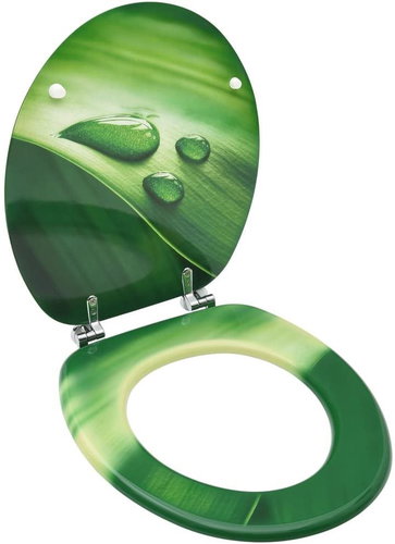 Toilet seat with lid MDF green water drops motif - Toilet Seat - Main image