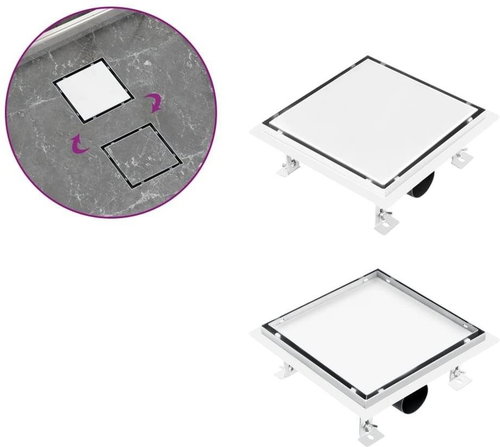Shower drain 2in1 inlet into the floor and into the tiles 20x20 cm stainless steel - Shower Drain - Main image