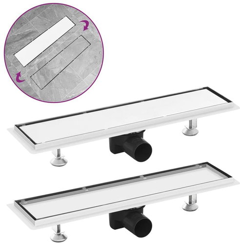 Shower trough with cover 2 in 1 53 × 14 cm Stainless steel - Shower Drain - Main image