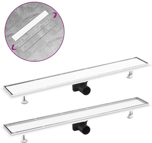 Shower trough with cover 2 in 1 83 × 14 cm Stainless steel - Shower Drain - Main image