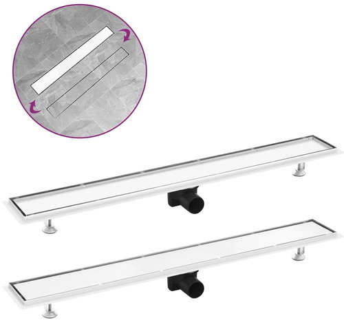 Shower trough with cover 2 in 1 93 × 14 cm Stainless steel - Shower Drain - Main image