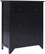 Odkladacia skrinka 6 zásuviek čierna 60 × 30 × 75 cm masívna paulovnia - Komoda