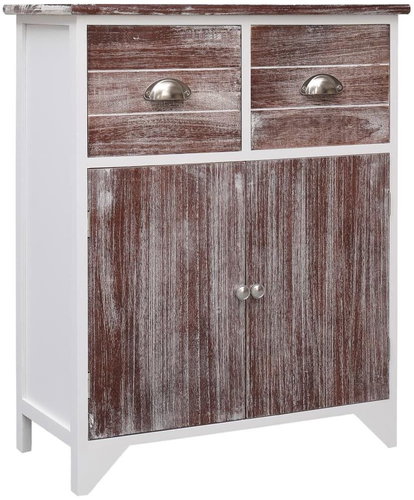 Storage cabinet brown and white 60 × 30 × 75 cm wood pavlovnia - Cabinet - Main image
