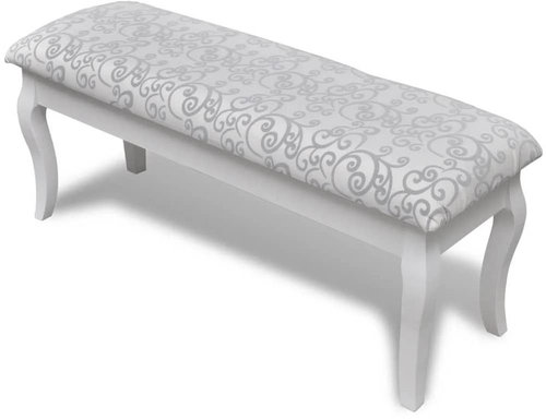 Upholstered stool for dressing table two seats white 110 cm - Stool - Main image