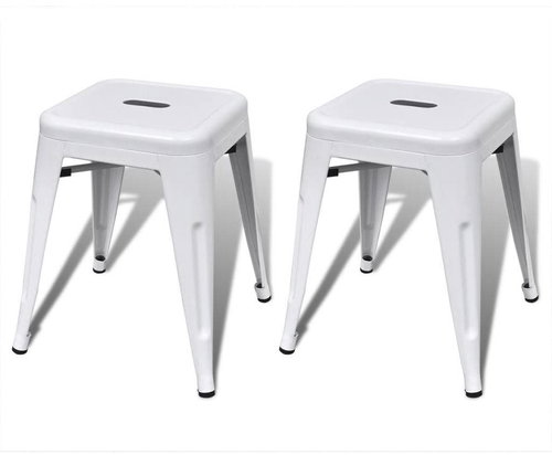 Stackable chairs 2 pcs white metal - Stool - Main image