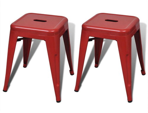 Stackable chairs 2 pcs red metal - Stool - Main image