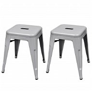 Stackable chairs 2 pcs grey metal - Stool
