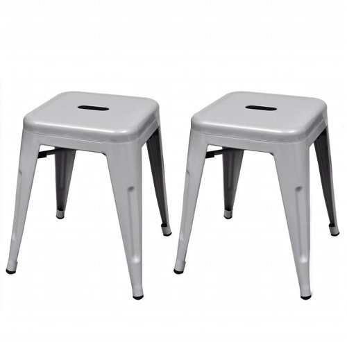 Stackable chairs 2 pcs grey metal - Stool - Main image