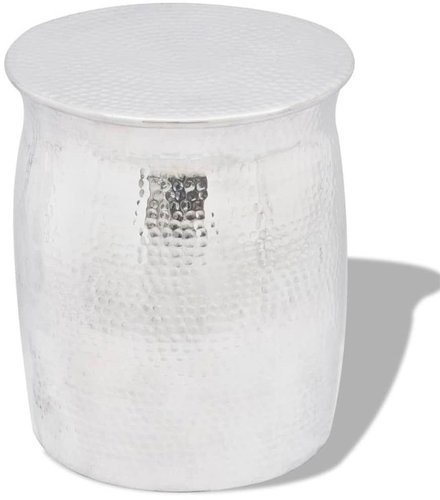 Wrought aluminium stool \ coffee table silver - Stool - Main image