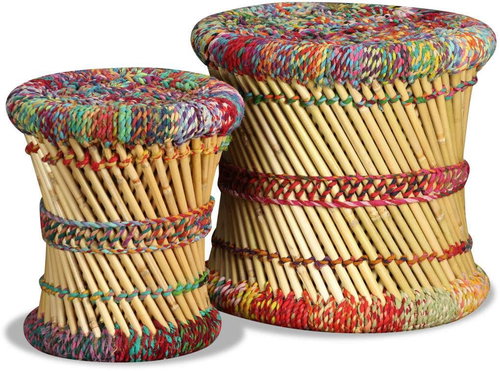 Chairs chindi design 2 pcs multicoloured bamboo - Stool - Main image