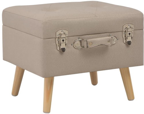 Stool with storage 40 cm beige textile - Stool - Main image
