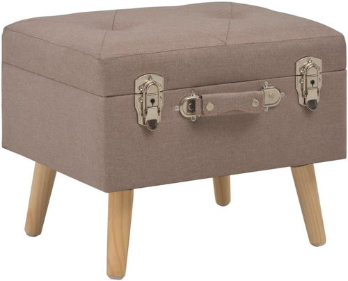 Stool with storage 40 cm brown textile - Stool - Main image