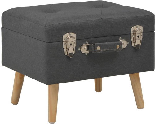 Stool with storage 40 cm dark grey textile - Stool - Main image