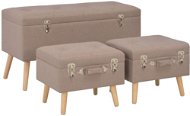 Chairs with storage 3 pcs brown textile - Stool