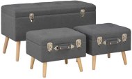 Chairs with storage 3 pcs dark grey textile - Stool