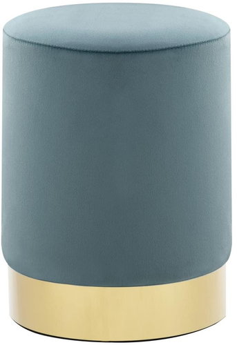 Stool light blue and gold velvet - Stool - Main image