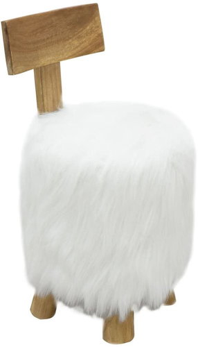 Stool white solid teak wood - Stool - Main image