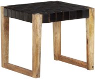 Chair black genuine leather and solid mangrove wood - Stool