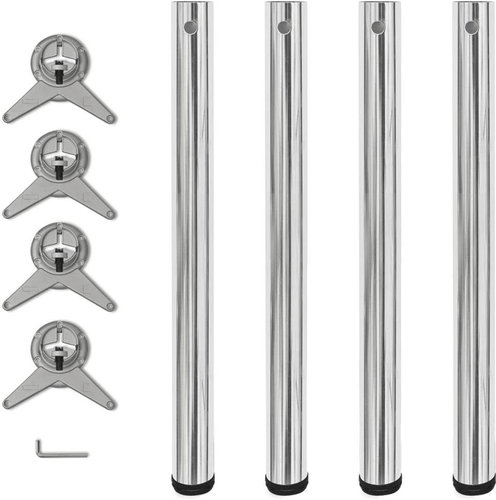 4 table legs with adjustable height, chrome plated, 710 mm - Table Legs - Main image