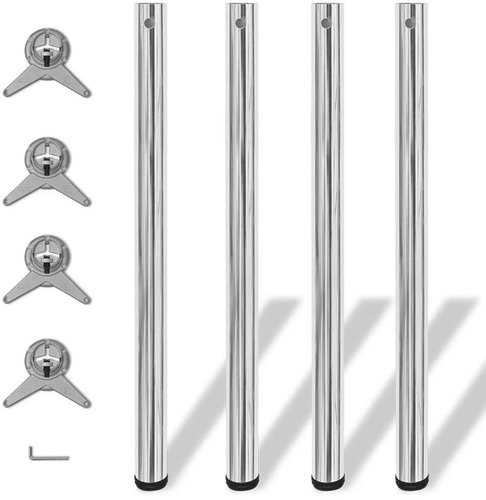 4 height-adjustable table legs chrome 870 mm - Table Legs - Main image