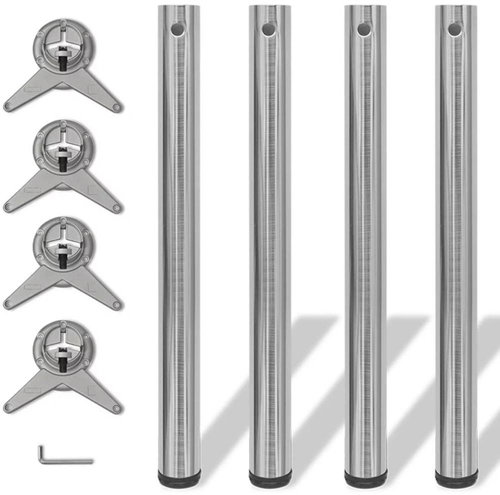 4 table legs with adjustable height, brushed nickel, 710 mm - Table Legs - Main image