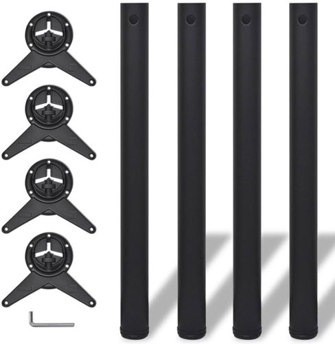 4 table legs with adjustable height black, 710 mm - Table Legs - Main image