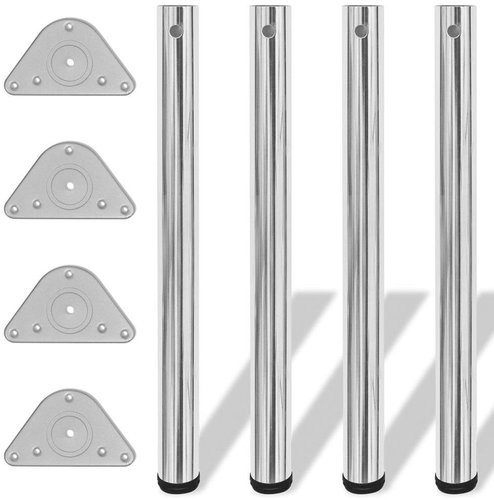 4 table legs with adjustable height, chrome plated, 710 mm - Table Legs - Main image