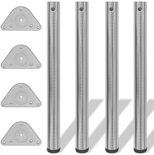 4 table legs with adjustable height, brushed nickel, 710 mm - Table Legs - Main image