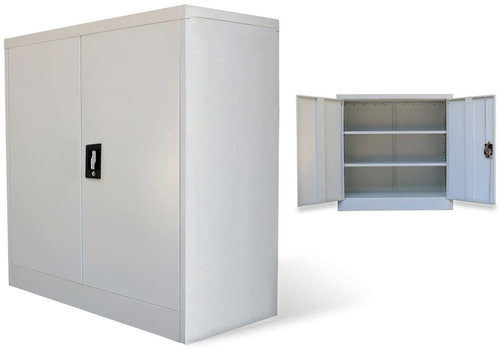 Office Cabinet with 2 Doors, Grey 90cm Steel - Office Drawer - Main image