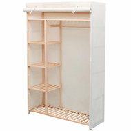Wardrobe textile and pine wood 110 × 40 × 170 cm - Wardrobe