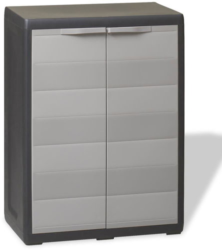 Garden storage cabinet with 1 shelf, black-grey - Garden Storage Cabinet - Main image