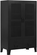 Office Cabinet with Industrial Mesh Doors, Black 75x40x120 - Office Drawer