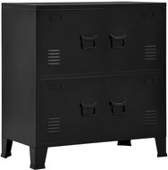 Office Cabinet 4 Doors, Industrial Black 75x40x80cm Steel - Office Drawer