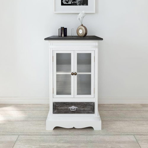 Cabinet with 2 doors and 1 drawer, white, wooden - Cabinet - Main image