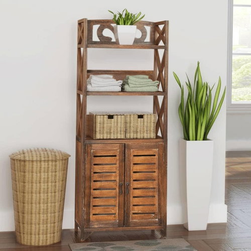 Bathroom Cabinet ''Albuquerque'' Wood, Brown 46x24x117,5cm - Bathroom Cabinet - Main image