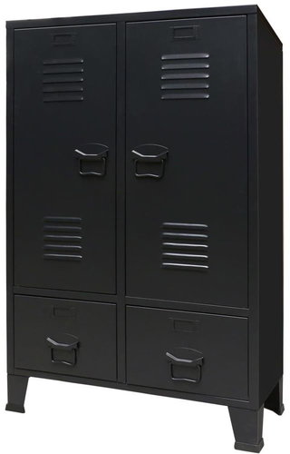 Industrial Style Metal Cabinet 67 × 35 × 107cm Black - Wardrobe - Main image