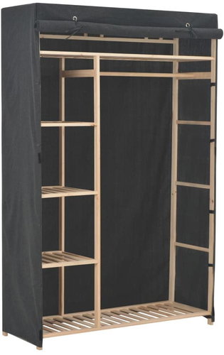 Wardrobe grey 110 × 40 × 170 cm textile - Wardrobe - Main image