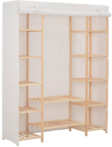 Wardrobe white 135 × 40 × 170 cm textile - Wardrobe - Main image