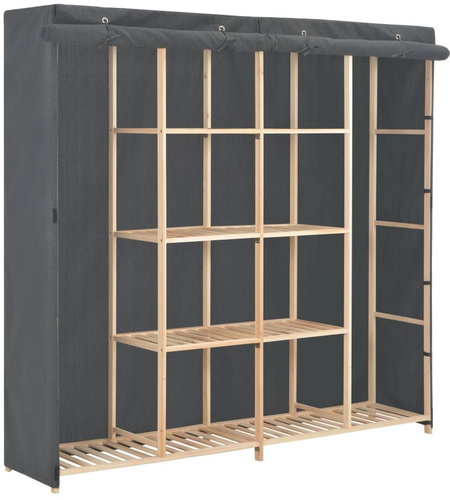 Wardrobe grey 173 × 40 × 170 cm textile - Wardrobe - Main image