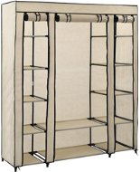 Wardrobe with compartments and rods cream 150x45x176 cm textile - Wardrobe