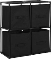 Cabinet Storage cabinet with 4 textile baskets black 63x30x71 cm steel - Skříňka